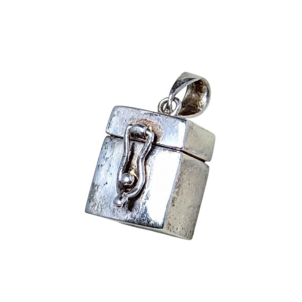 Vintage Sterling Silver 925 Wish Prayer Lock Box Pendant - Picture 2 of 6